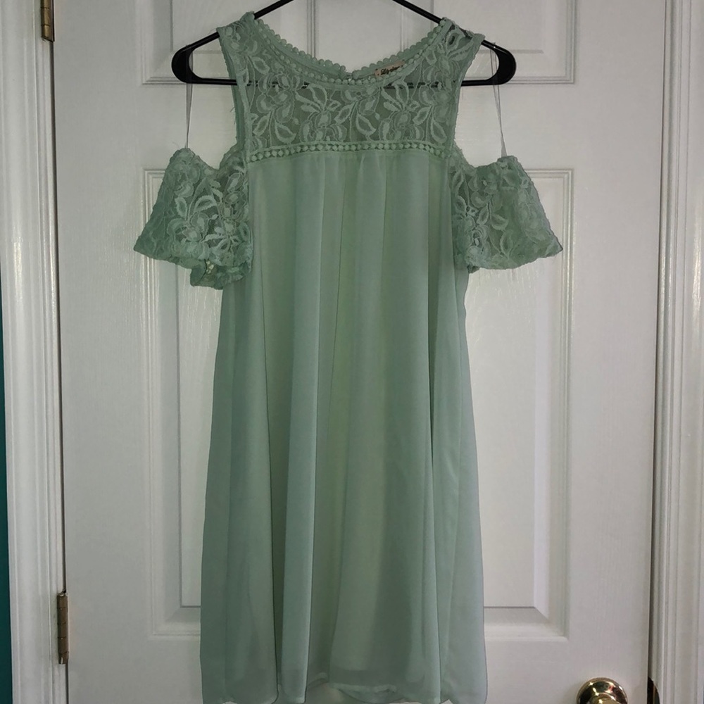 Mint Off the Shoulder Dress